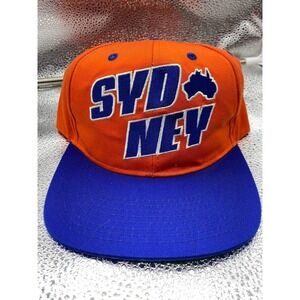 Eclipse Sydney Australia Men OS Orange Blue Snapback Hat Vintage Travel Cap NWOT